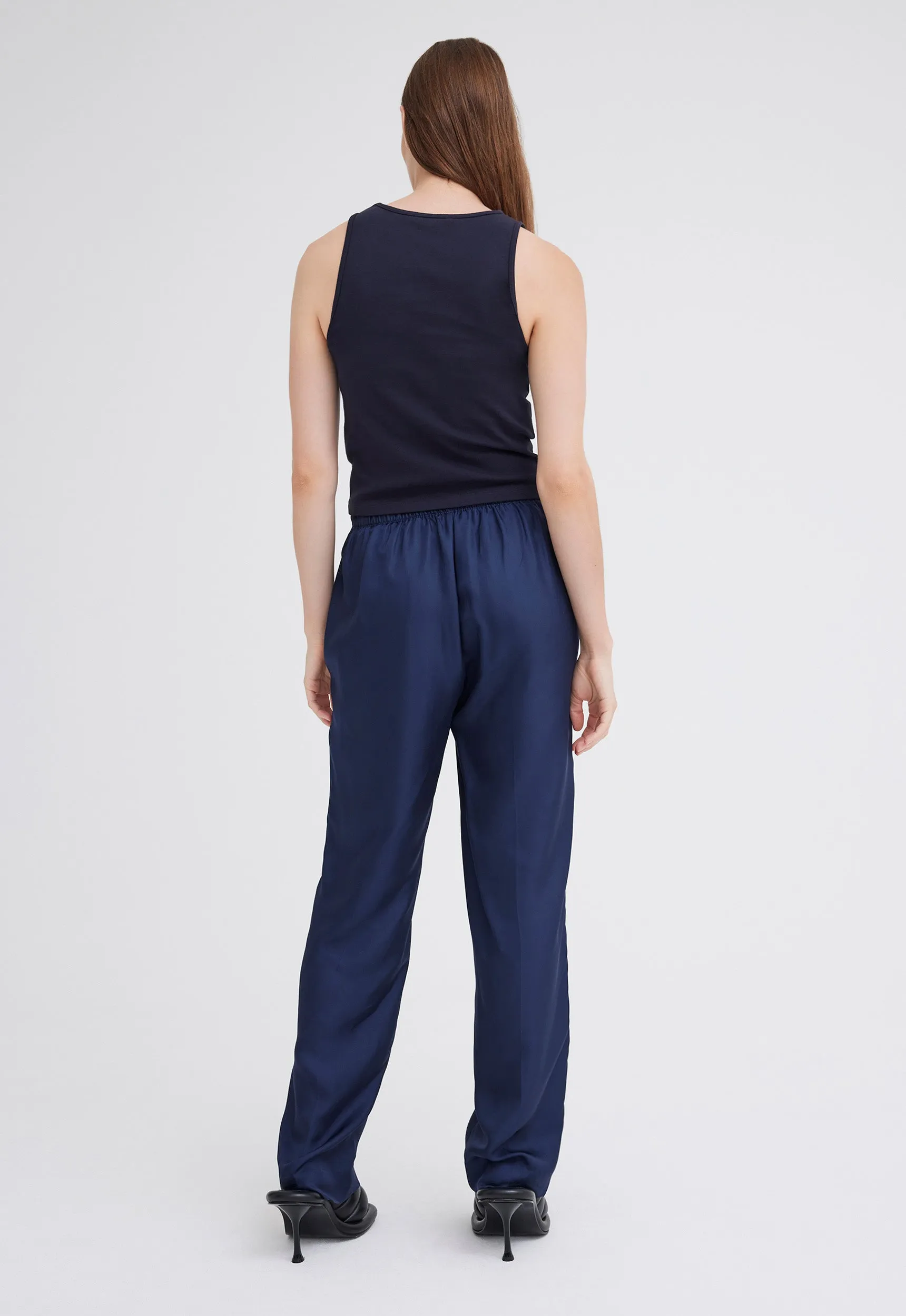 Foster Ribbed Cotton Tank - Darkest Navy