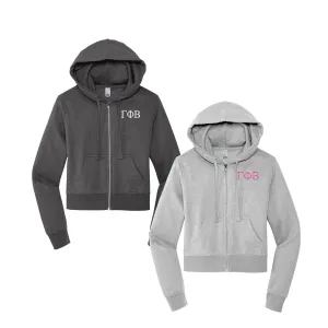 Gamma Phi Beta Cropped Zip Up Hoodie