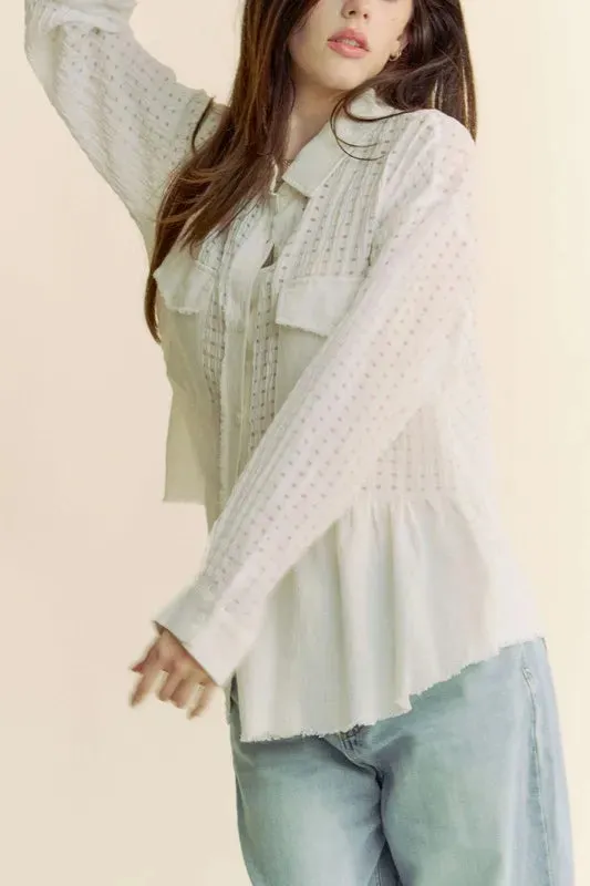 Garment Washed Jacquard Button Front Shirt: Timeless Elegance