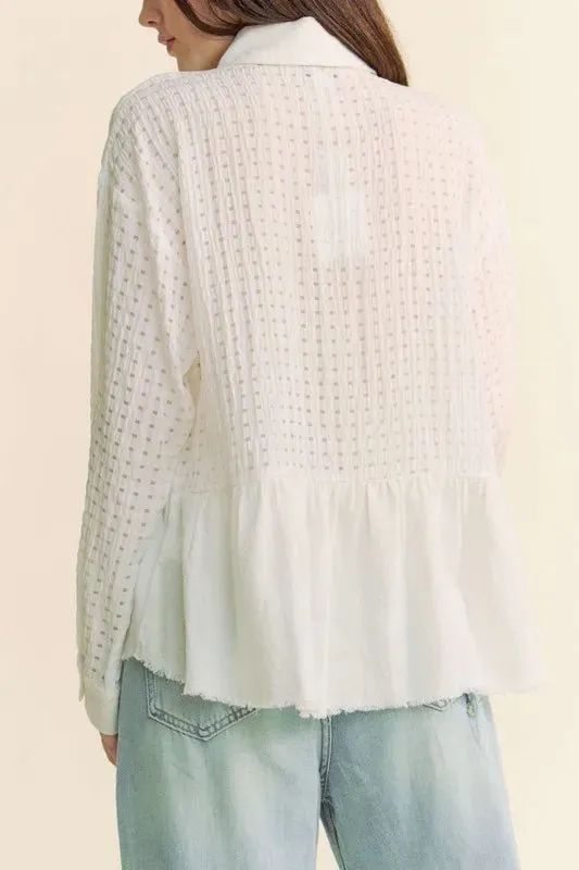 Garment Washed Jacquard Button Front Shirt: Timeless Elegance