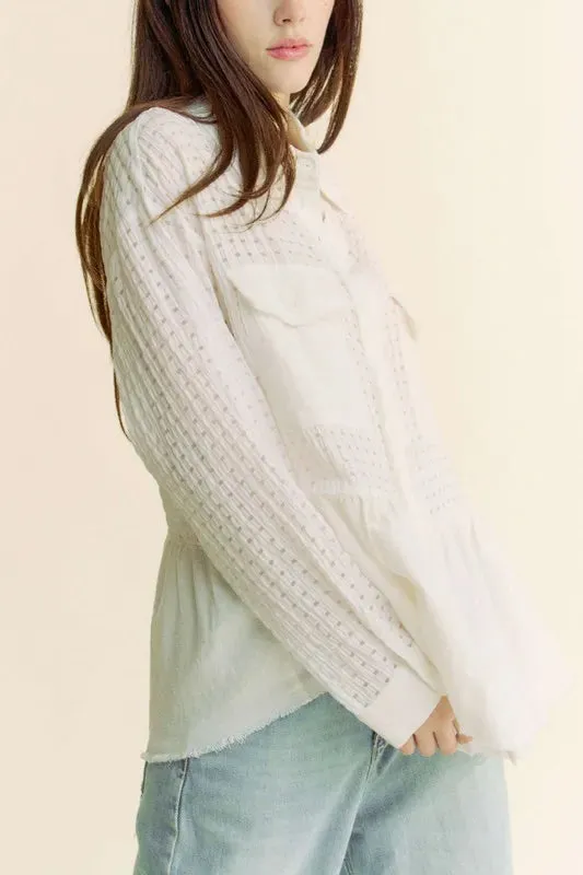 Garment Washed Jacquard Button Front Shirt: Timeless Elegance