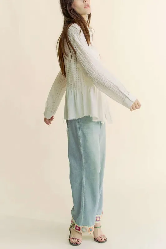 Garment Washed Jacquard Button Front Shirt: Timeless Elegance