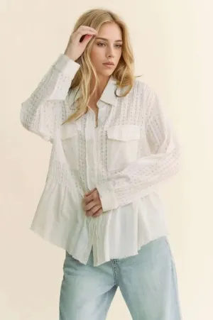 Garment Washed Jacquard Button Front Shirt: Timeless Elegance