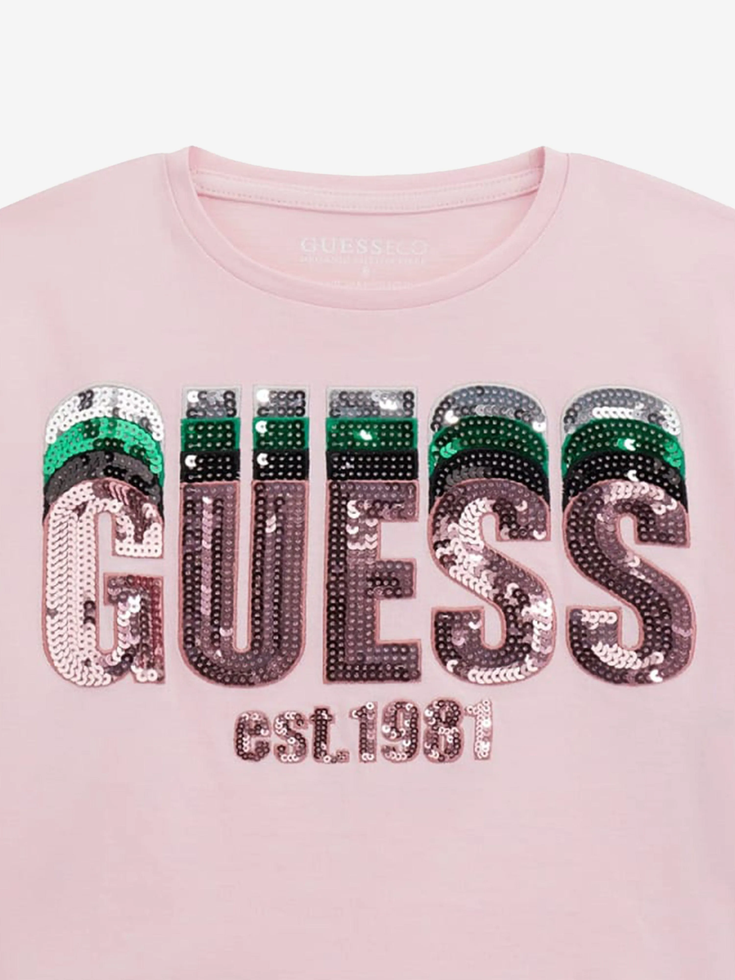 Girls Cropped Logo T-Shirt in Pink