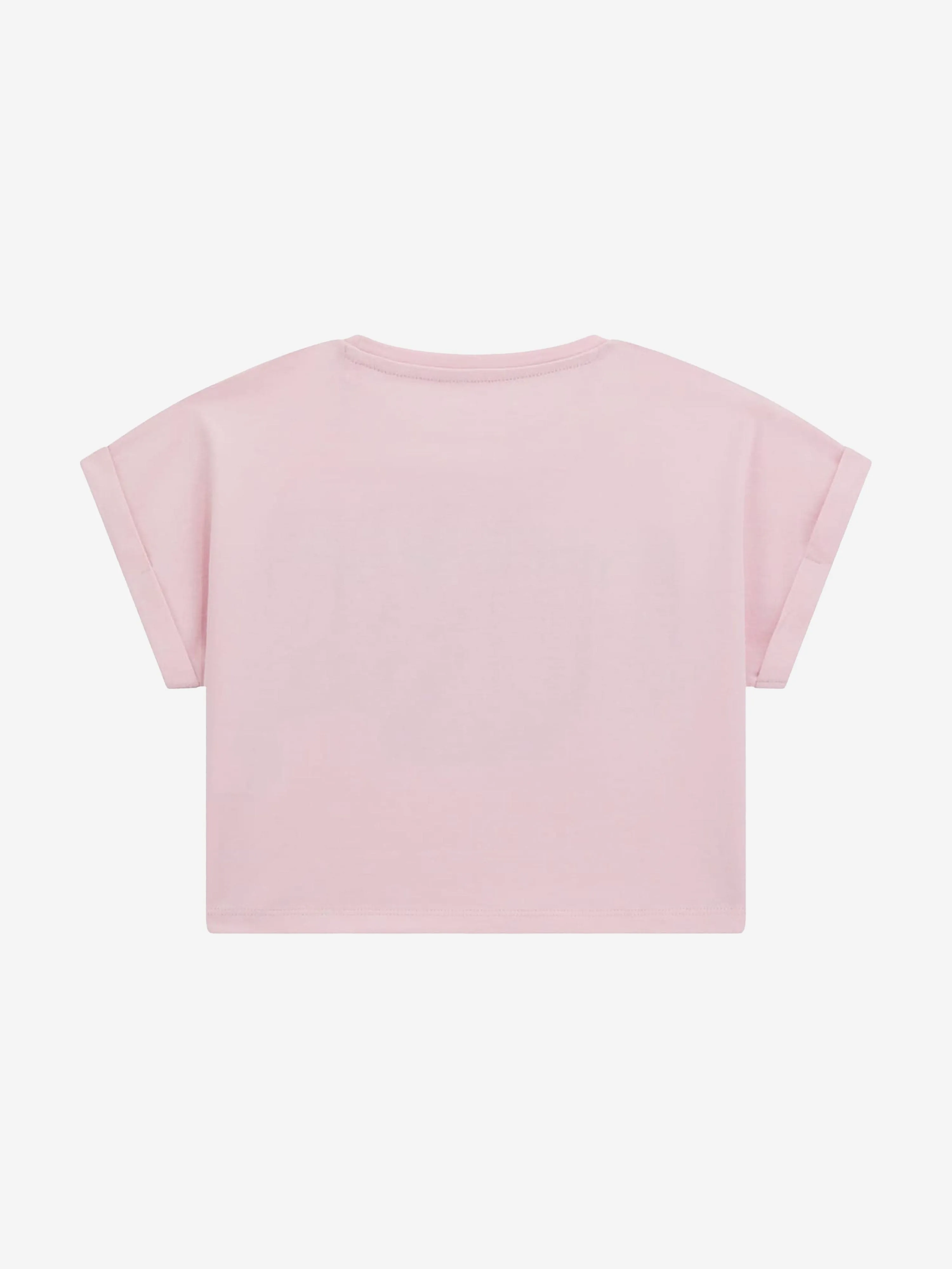 Girls Cropped Logo T-Shirt in Pink
