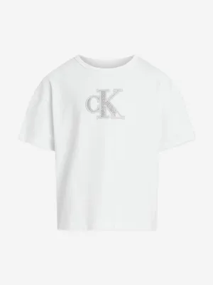 Girls Metallic CK T-Shirt in White