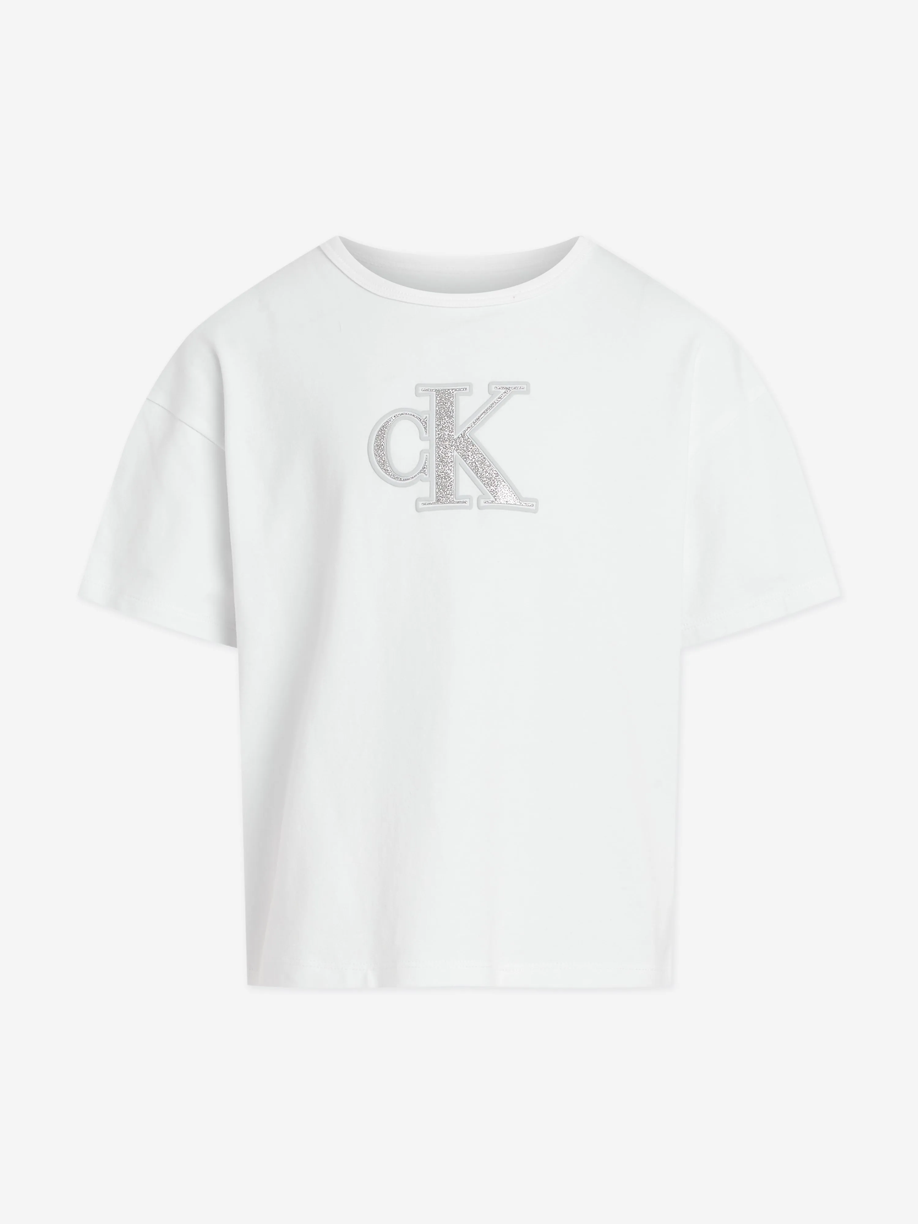 Girls Metallic CK T-Shirt in White
