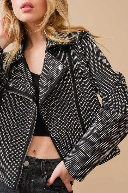 Glam Rhinestone Studded Stretch Jacket