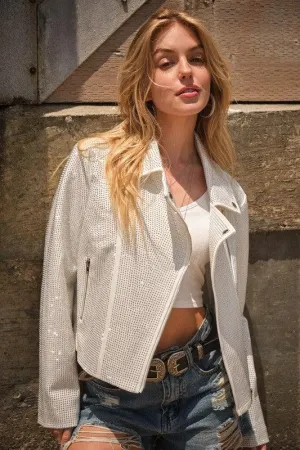 Glam Rhinestone Studded Stretch Jacket