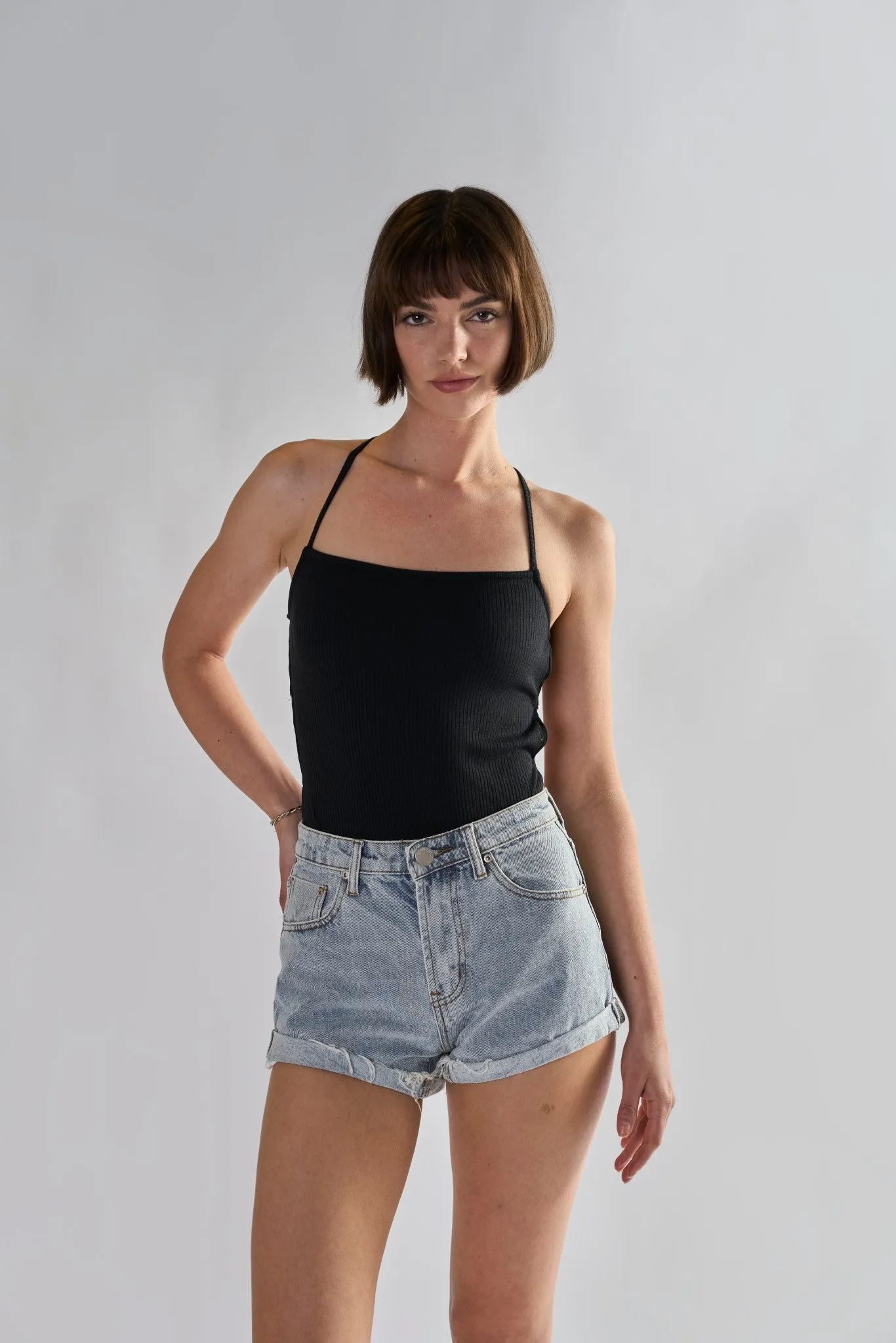Glamorous Light Antique Wash High Waisted Shorts