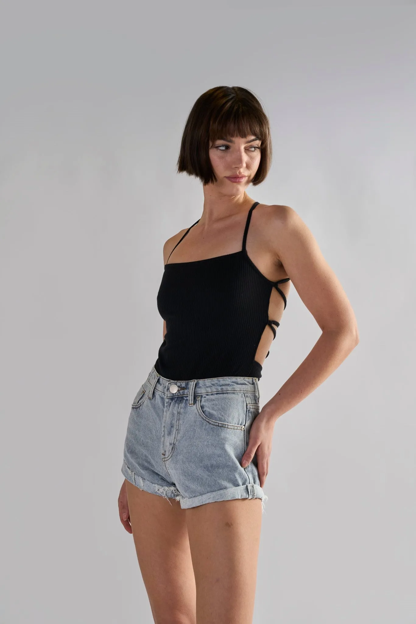 Glamorous Light Antique Wash High Waisted Shorts