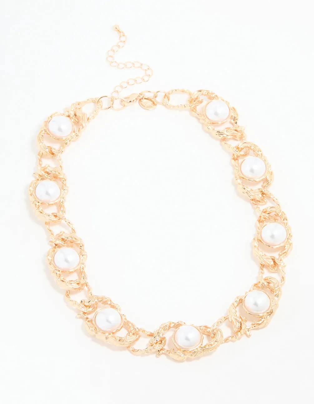 Gold Pearl Molten Rope Necklace