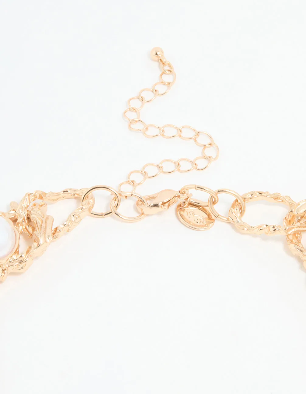 Gold Pearl Molten Rope Necklace