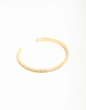 Gold Plated Diamante Half Open Wrist Cuff