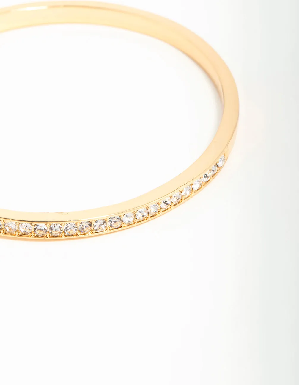 Gold Plated Diamante Half Open Wrist Cuff