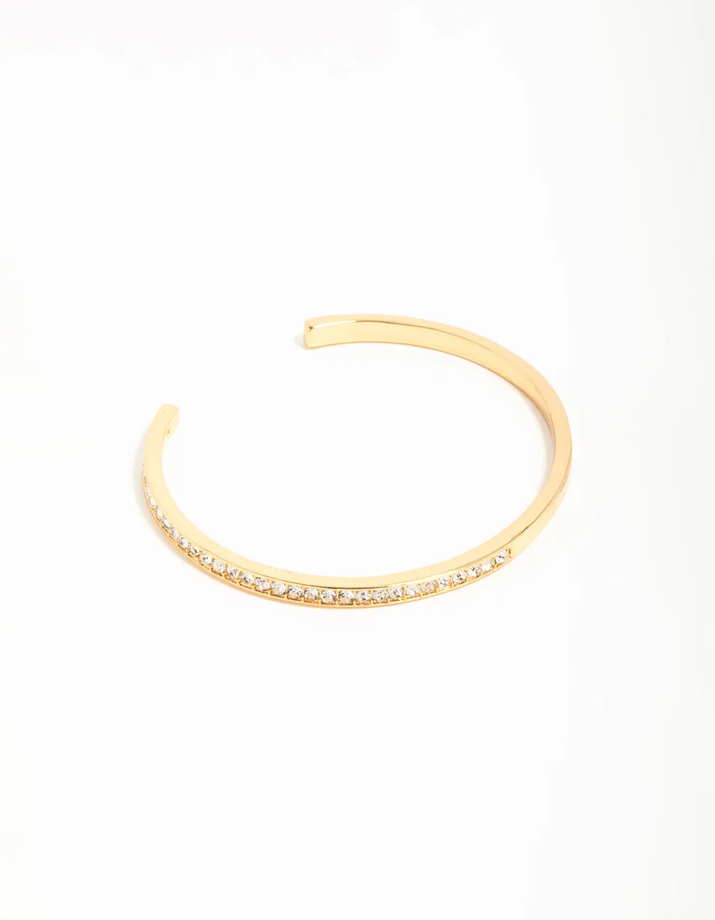 Gold Plated Diamante Half Open Wrist Cuff