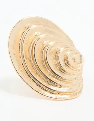 Gold Statement Oval Wave Ring