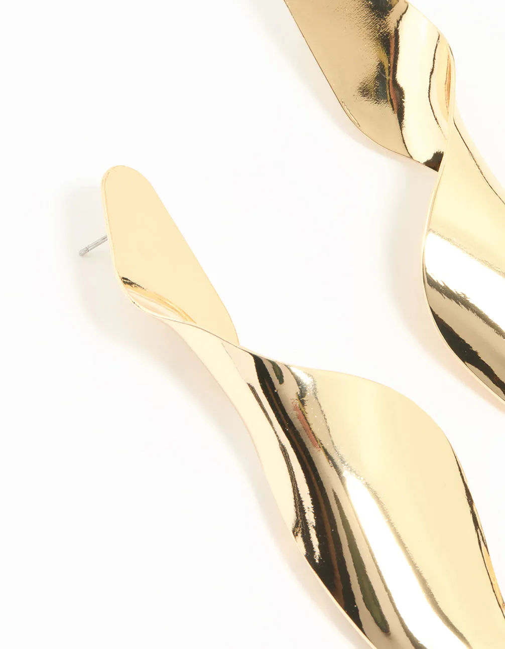 Gold Twisted Large Drop Earrings