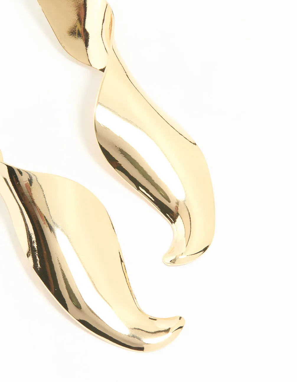 Gold Twisted Large Drop Earrings