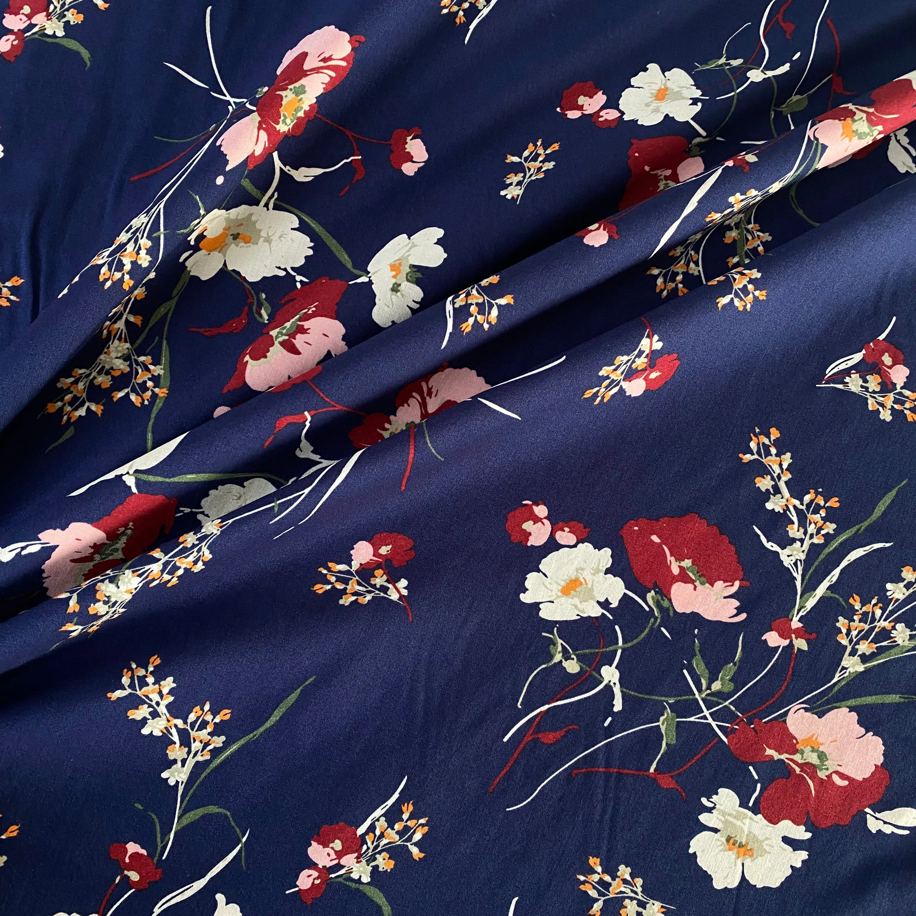 Grace Blooms Viscose - Navy