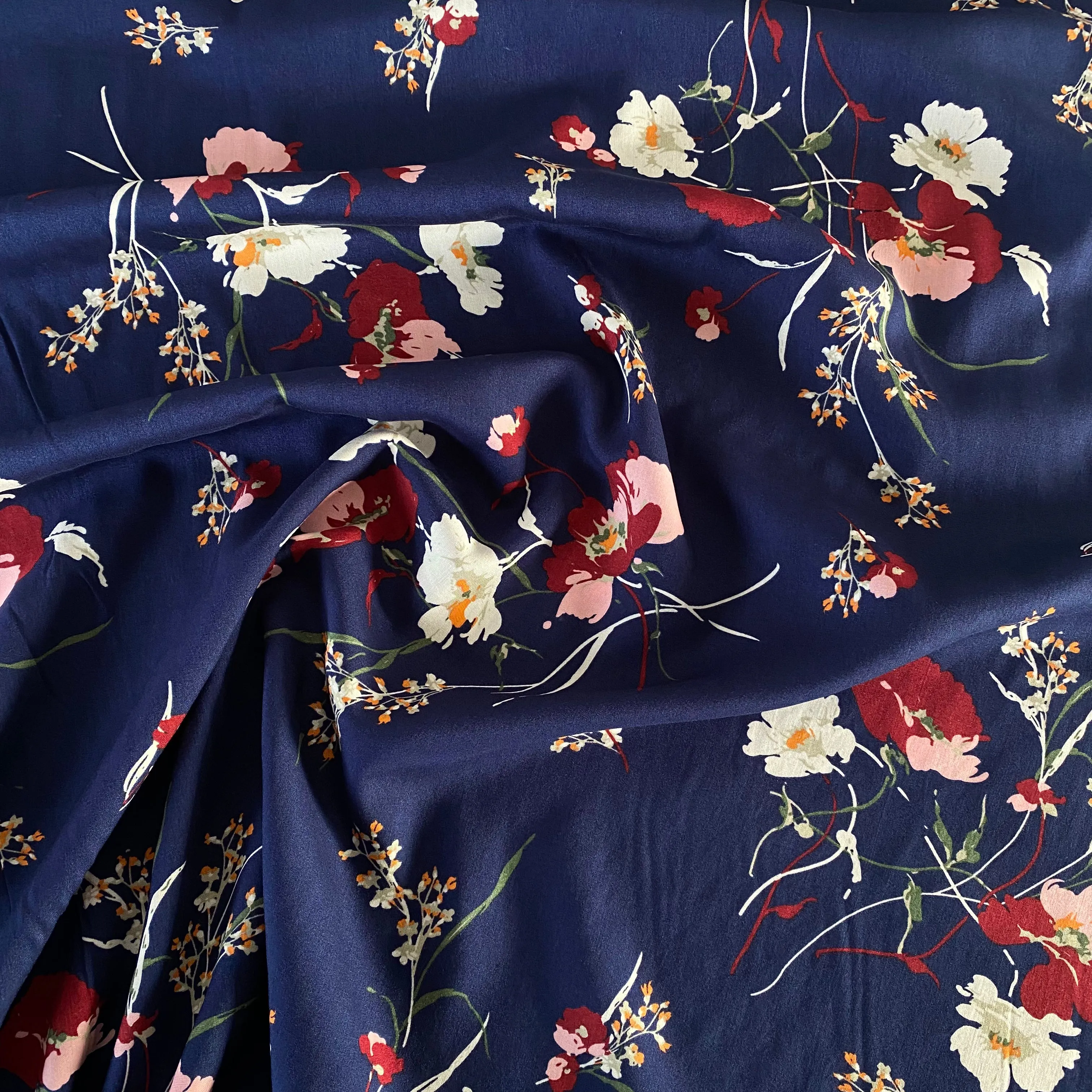 Grace Blooms Viscose - Navy