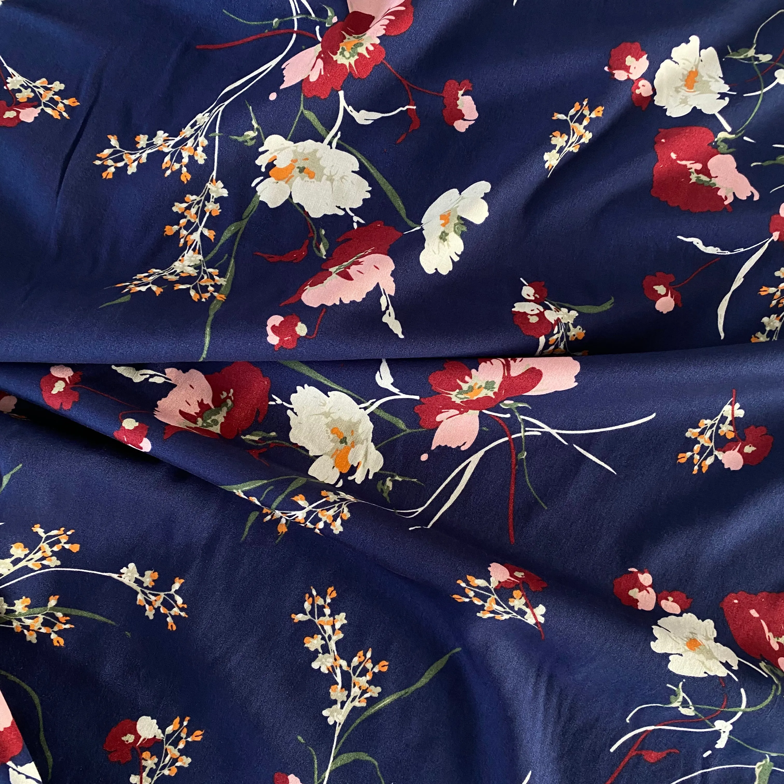 Grace Blooms Viscose - Navy