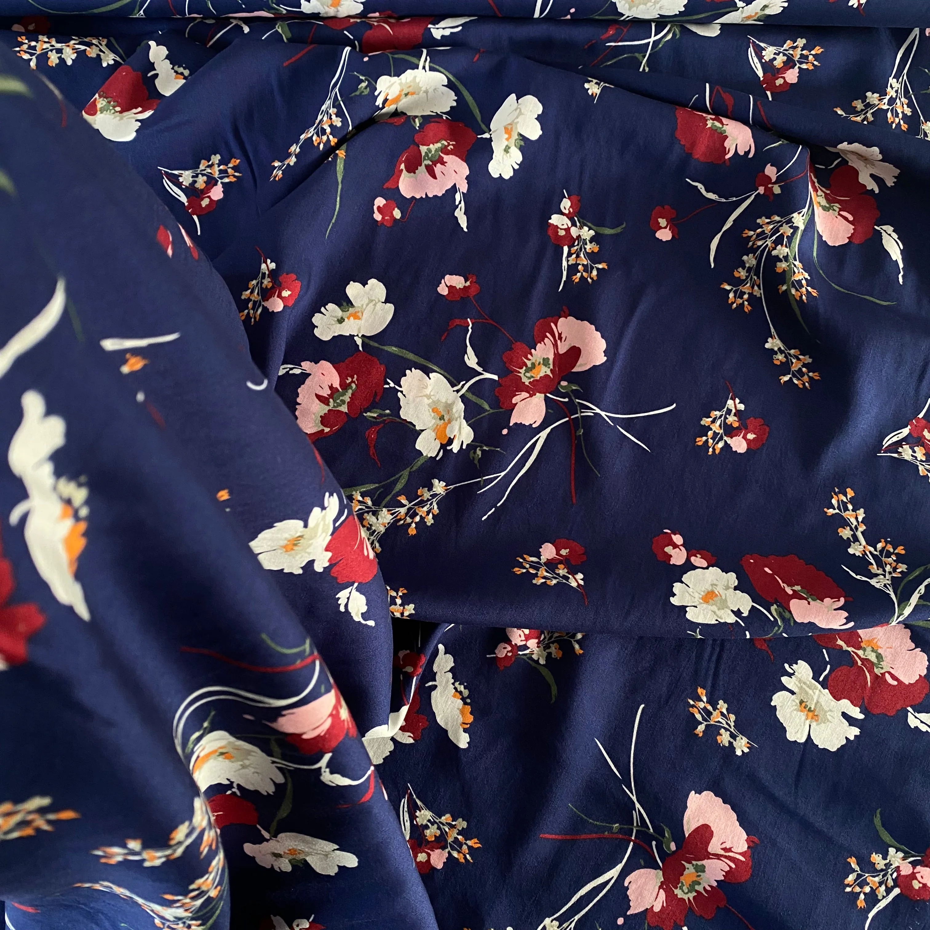 Grace Blooms Viscose - Navy