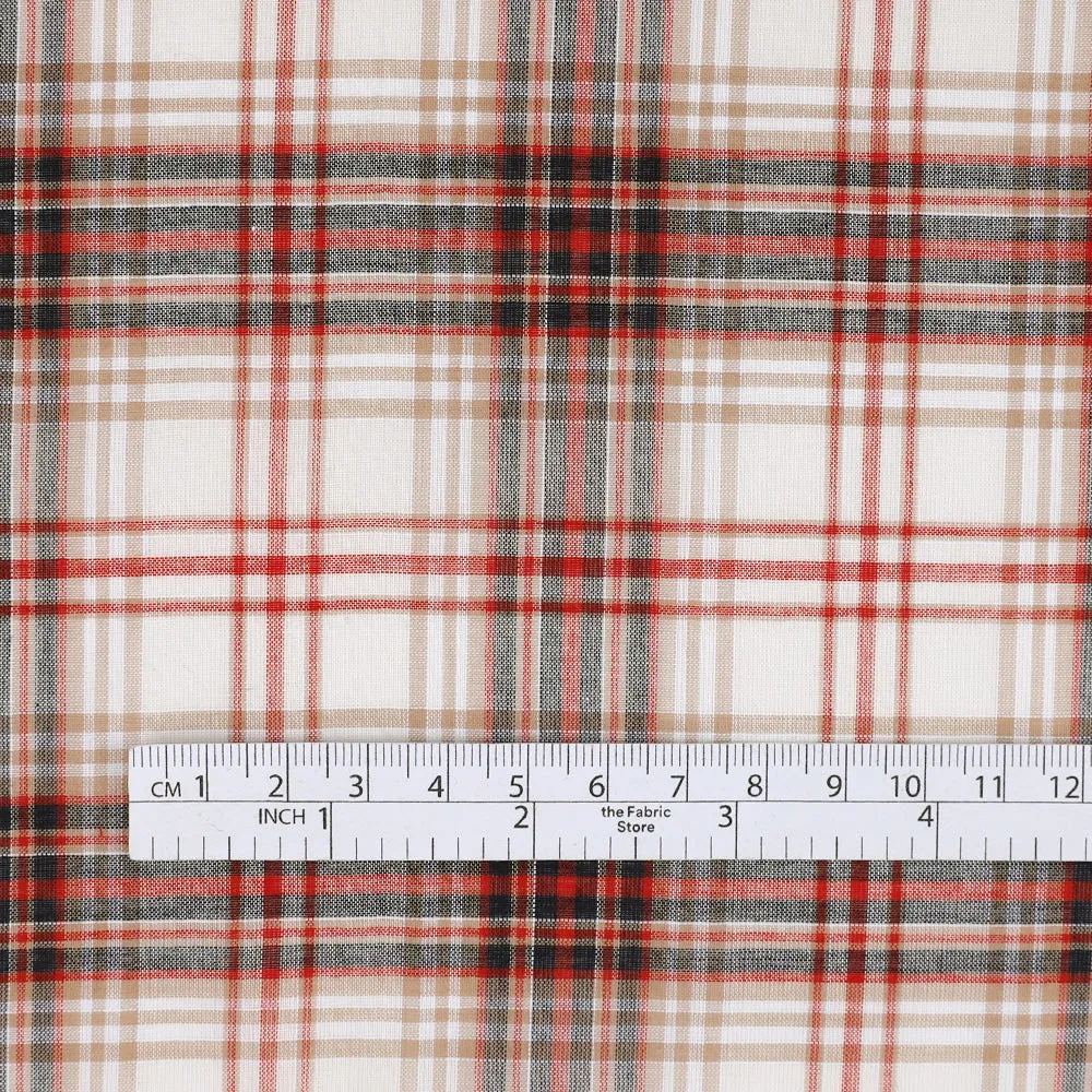 Graphic Plaid Cotton Voile - Camel Mix