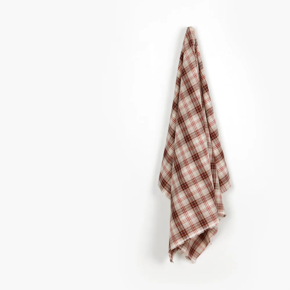 Graphic Plaid Cotton Voile - Camel Mix