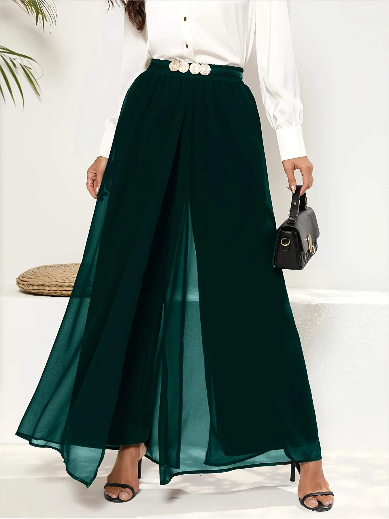 Green Layered Look Skirt