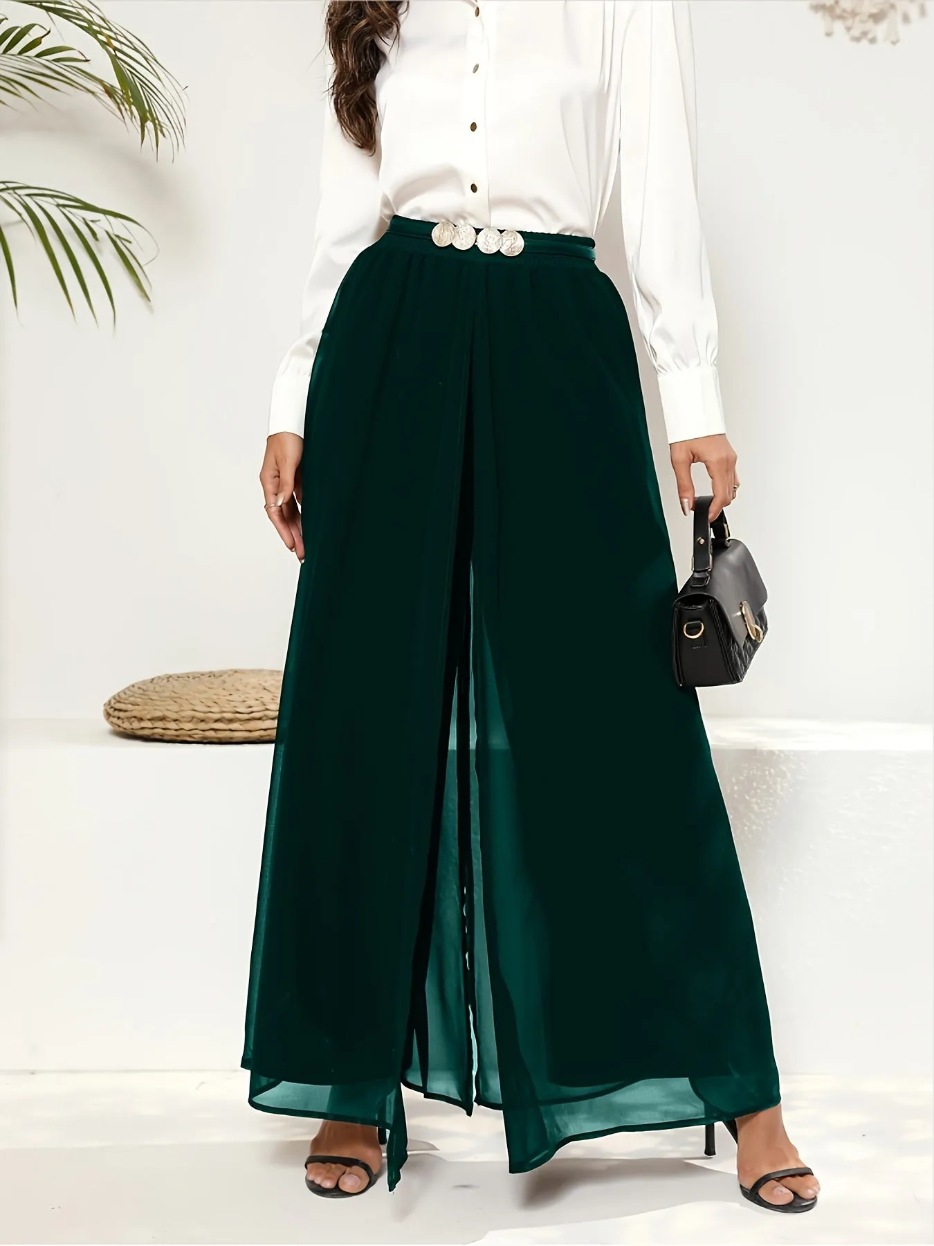 Green Layered Look Skirt