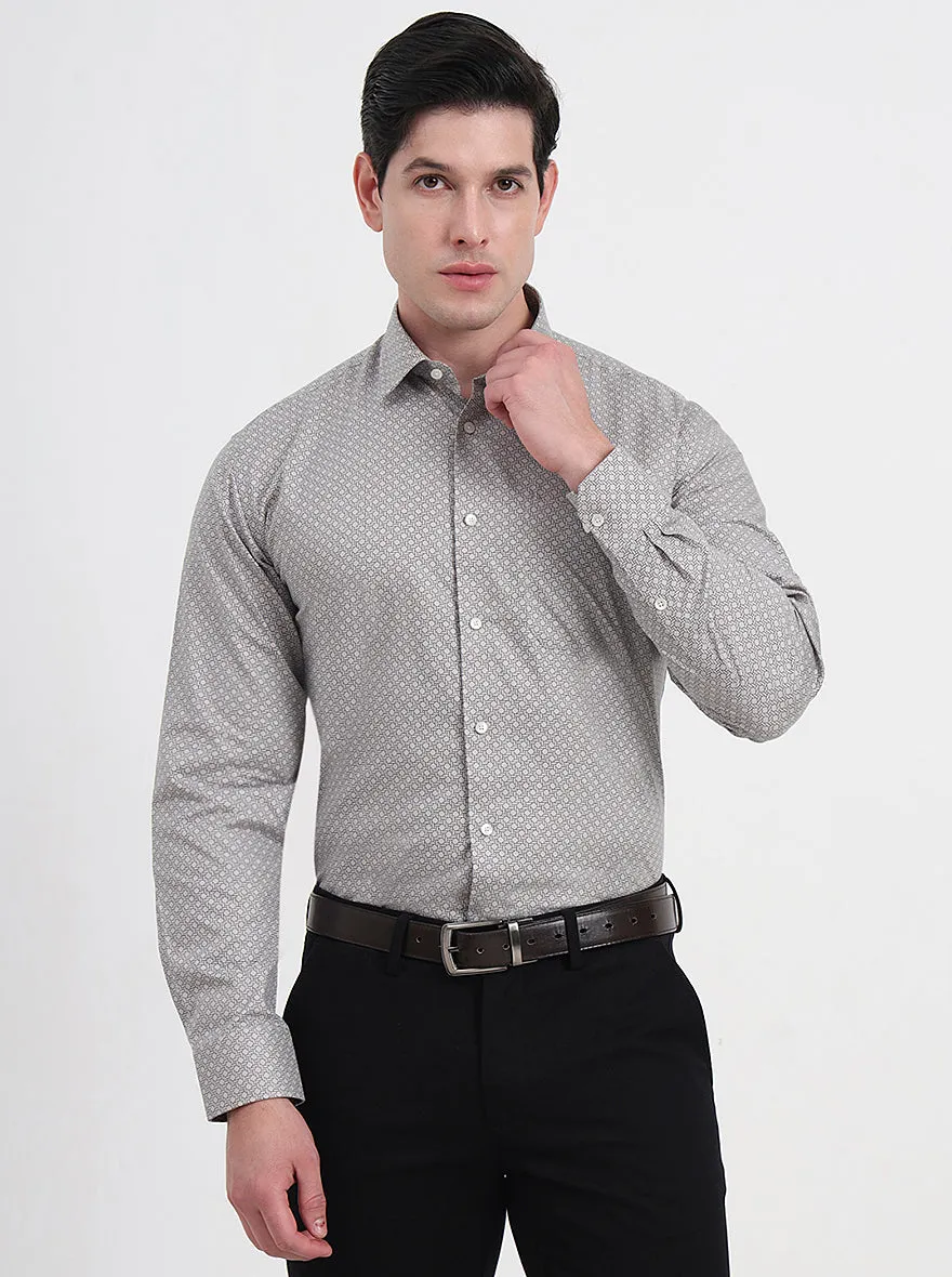 Grey & Black Solid Regular Fit Formal Shirt | JadeBlue