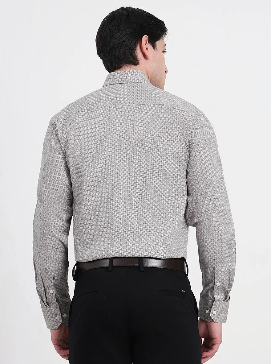 Grey & Black Solid Regular Fit Formal Shirt | JadeBlue