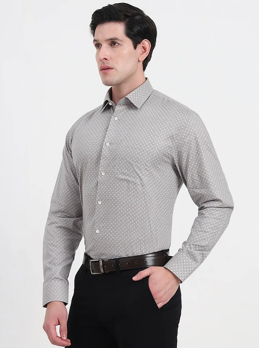 Grey & Black Solid Regular Fit Formal Shirt | JadeBlue