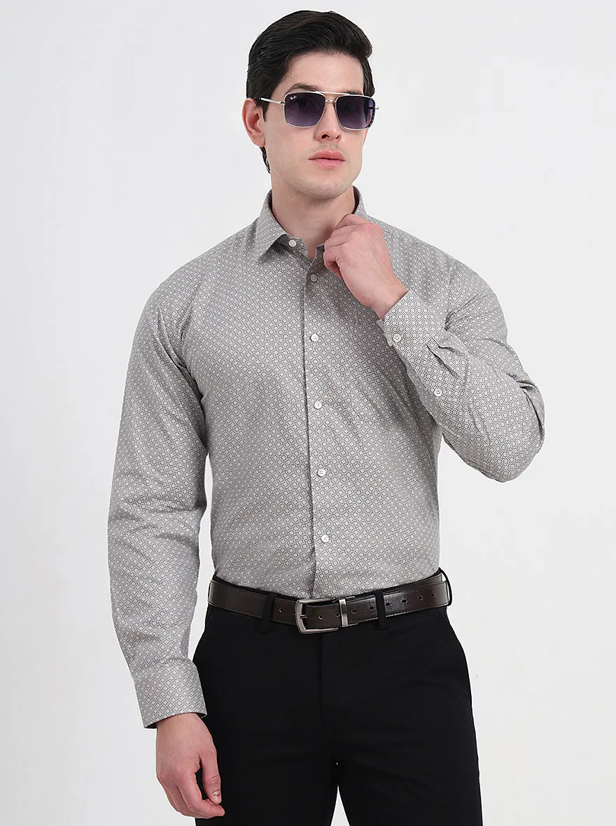 Grey & Black Solid Regular Fit Formal Shirt | JadeBlue