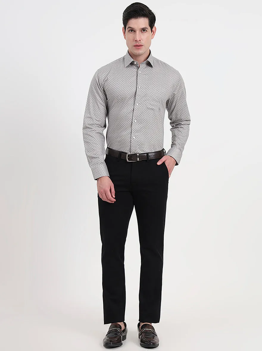 Grey & Black Solid Regular Fit Formal Shirt | JadeBlue