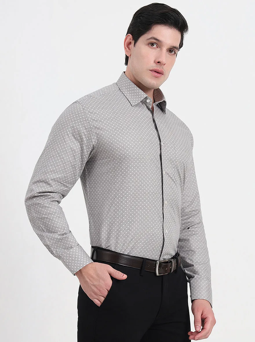 Grey & Black Solid Regular Fit Formal Shirt | JadeBlue