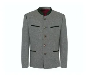 Grey German Bavarian Jacket Tyrol Loden Trachten Jacket German Bavarian Oktoberfest Jacket