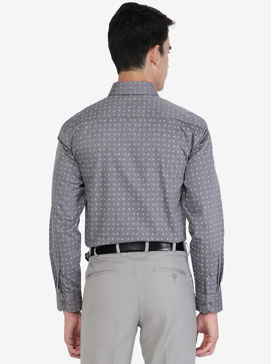 Grey Printed Regular fit Formal Shirt | Greenfibre