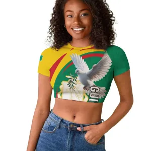 Guinea Raglan Cropped T shirt Coat Of Arms With Pigeon - Kente Pattern LT15