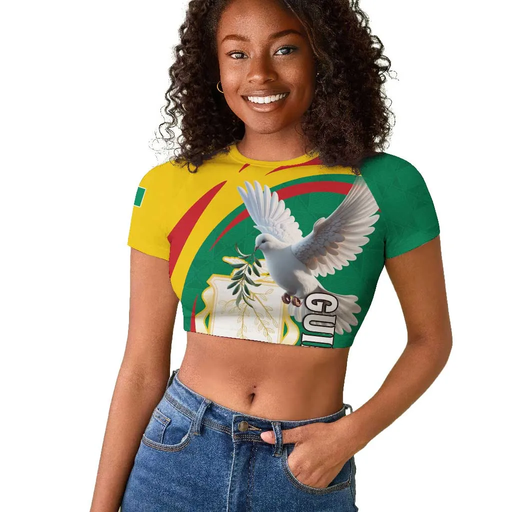 Guinea Raglan Cropped T shirt Coat Of Arms With Pigeon - Kente Pattern LT15