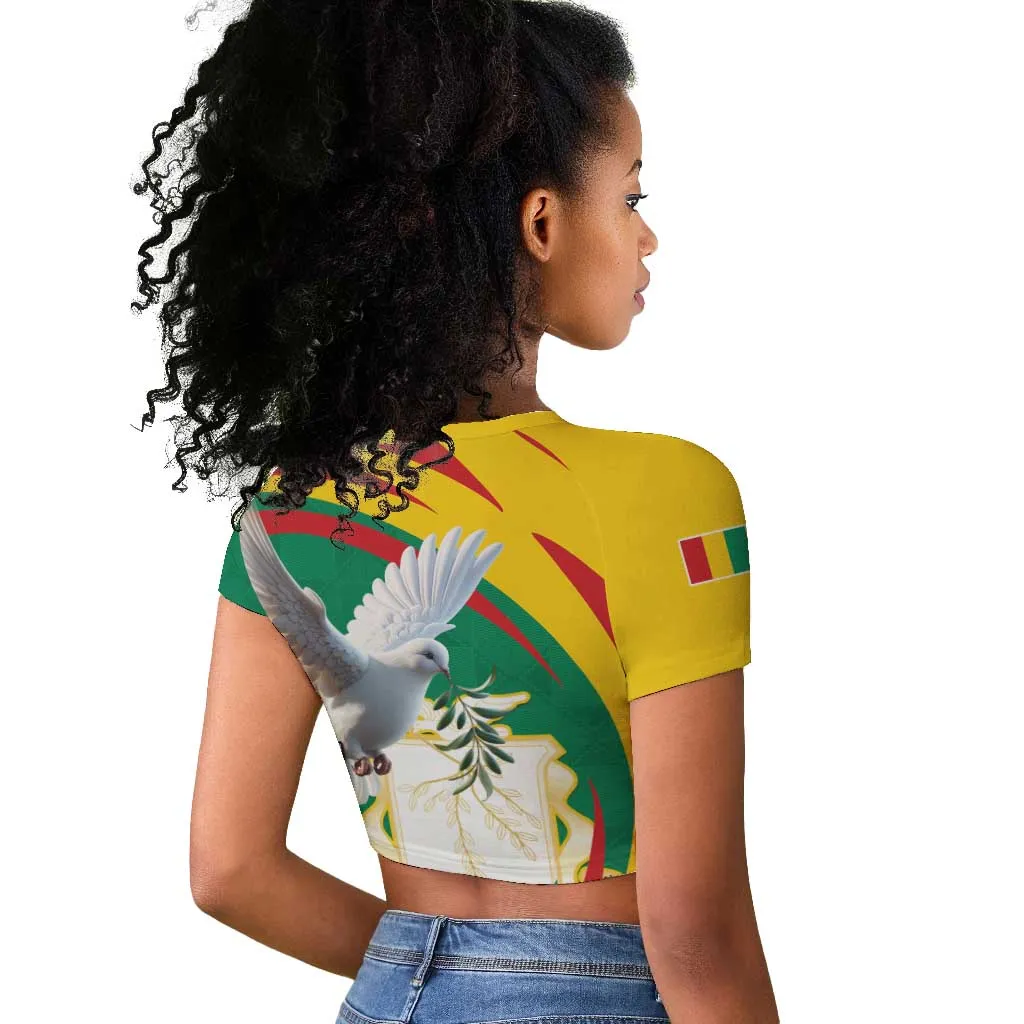 Guinea Raglan Cropped T shirt Coat Of Arms With Pigeon - Kente Pattern LT15
