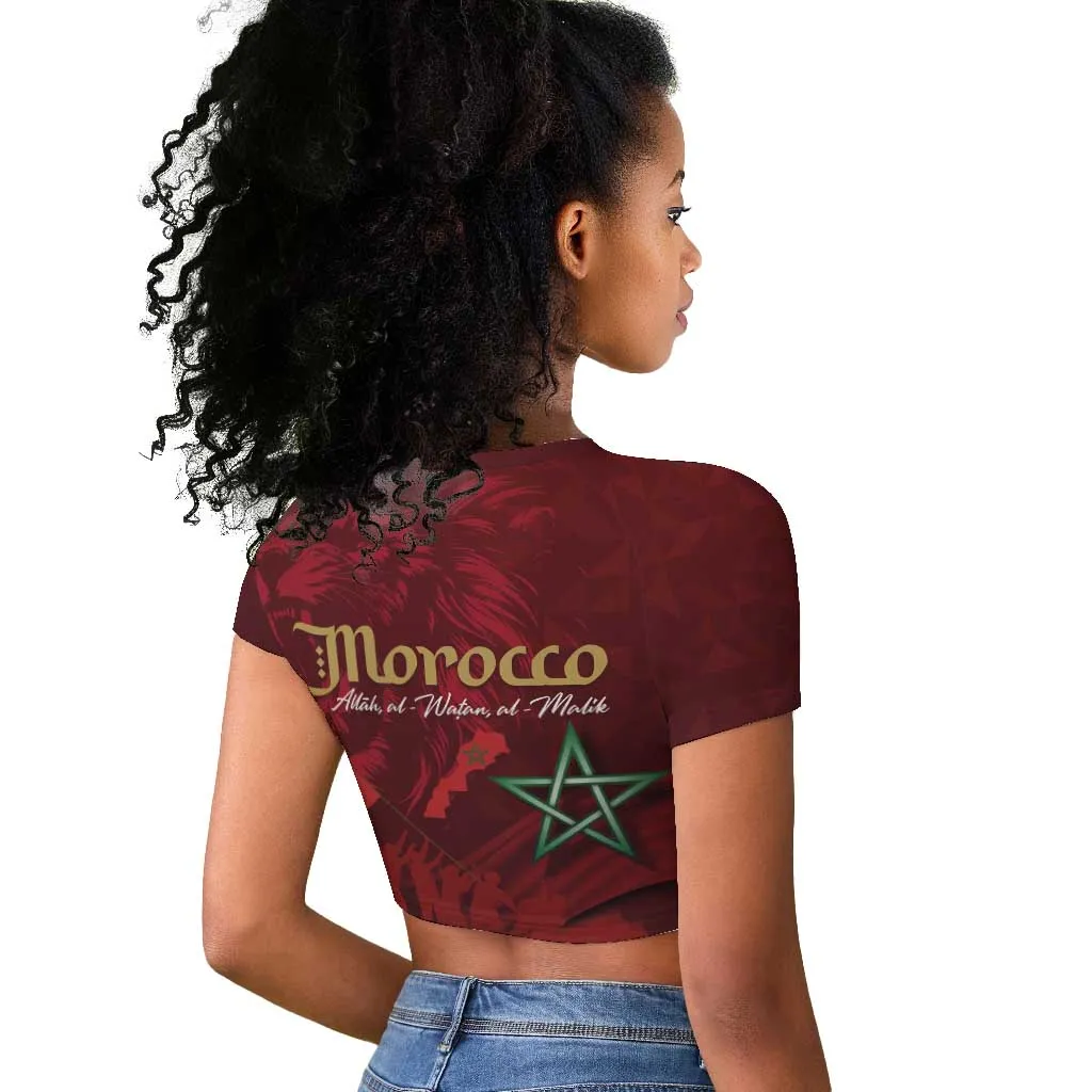 Happy Proclamation of Independence of Morocco Raglan Cropped T shirt Barbary Lion's Roar - Fight for Free and Peace LT03