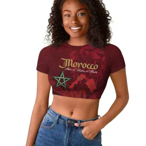 Happy Proclamation of Independence of Morocco Raglan Cropped T shirt Barbary Lion's Roar - Fight for Free and Peace LT03
