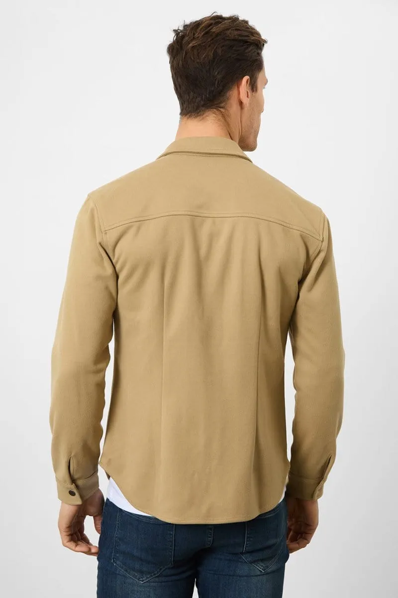Heavy Twill Jersey Overshirt in Mink