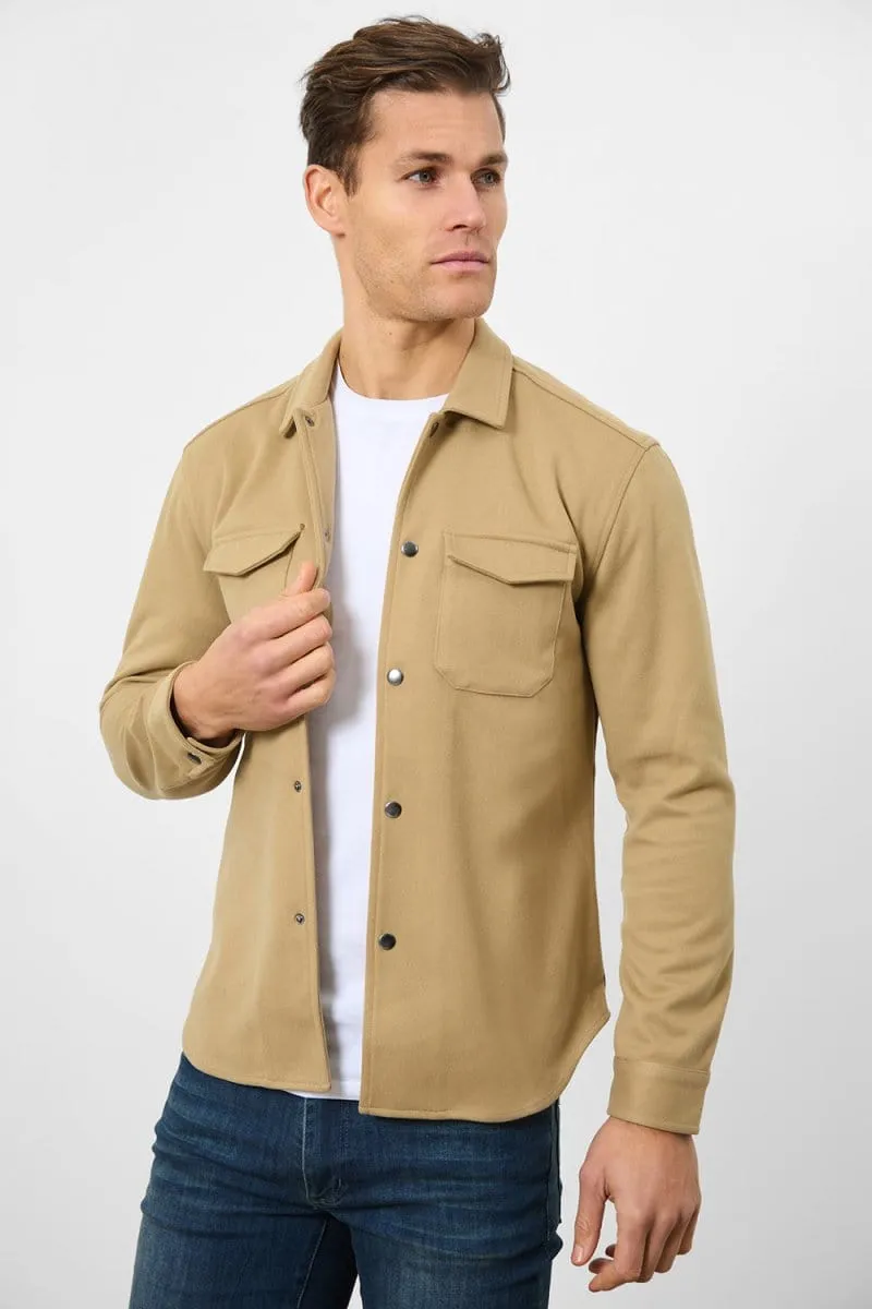 Heavy Twill Jersey Overshirt in Mink