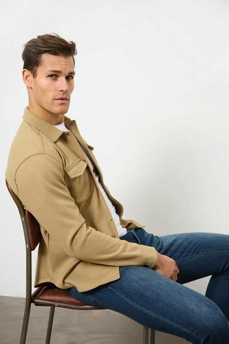 Heavy Twill Jersey Overshirt in Mink