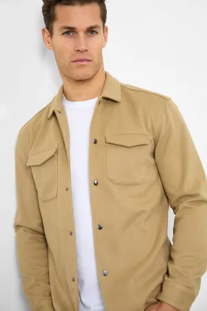 Heavy Twill Jersey Overshirt in Mink
