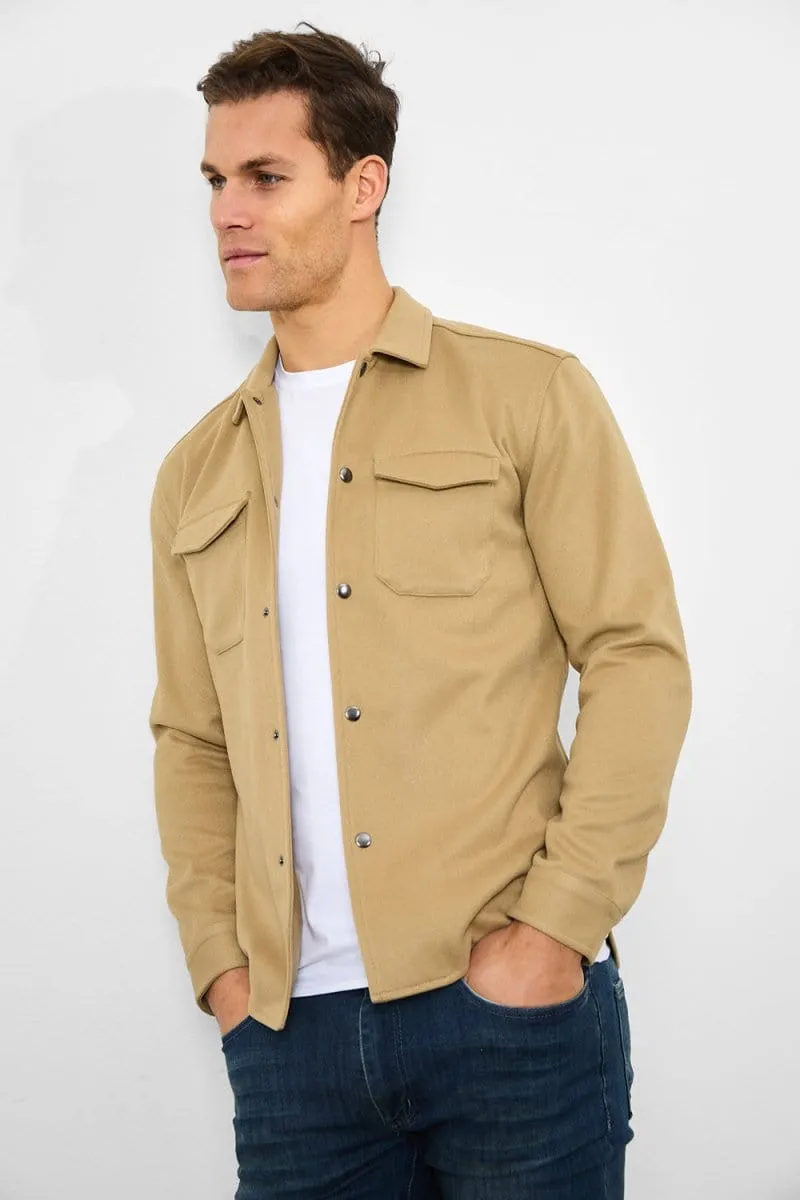Heavy Twill Jersey Overshirt in Mink