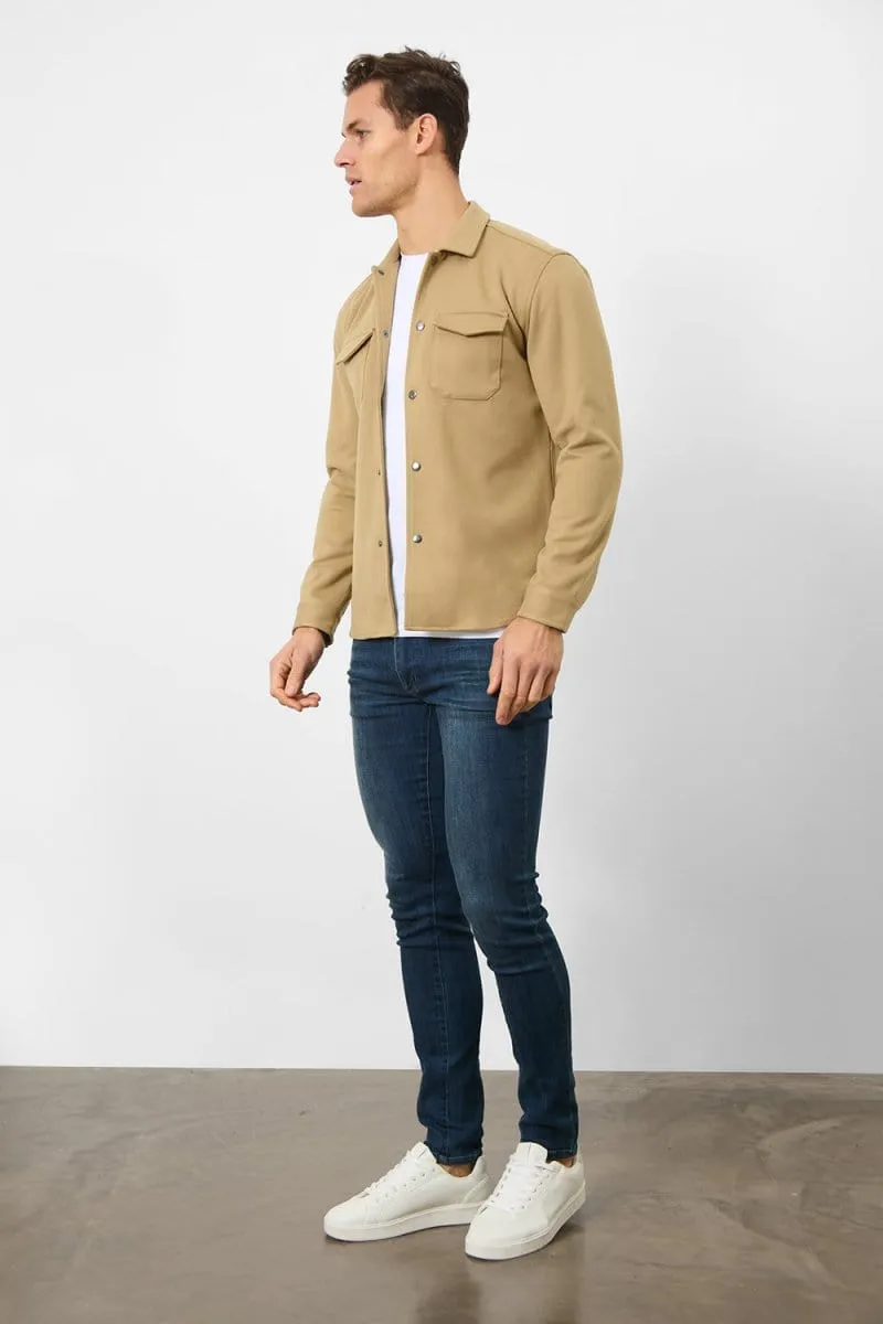Heavy Twill Jersey Overshirt in Mink